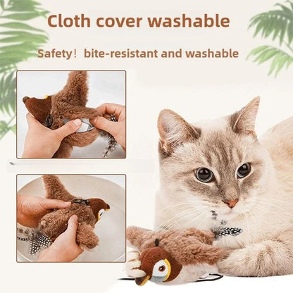 Rechargeable Chirping Flapping Bird Cat Toy with Catnip for Indoor Play