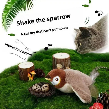 Rechargeable Chirping Flapping Bird Cat Toy With Catnip For Indoor Play 1