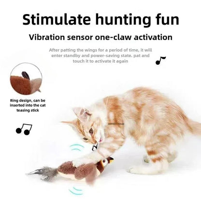 Rechargeable Chirping Flapping Bird Cat Toy With Catnip For Indoor Play 2