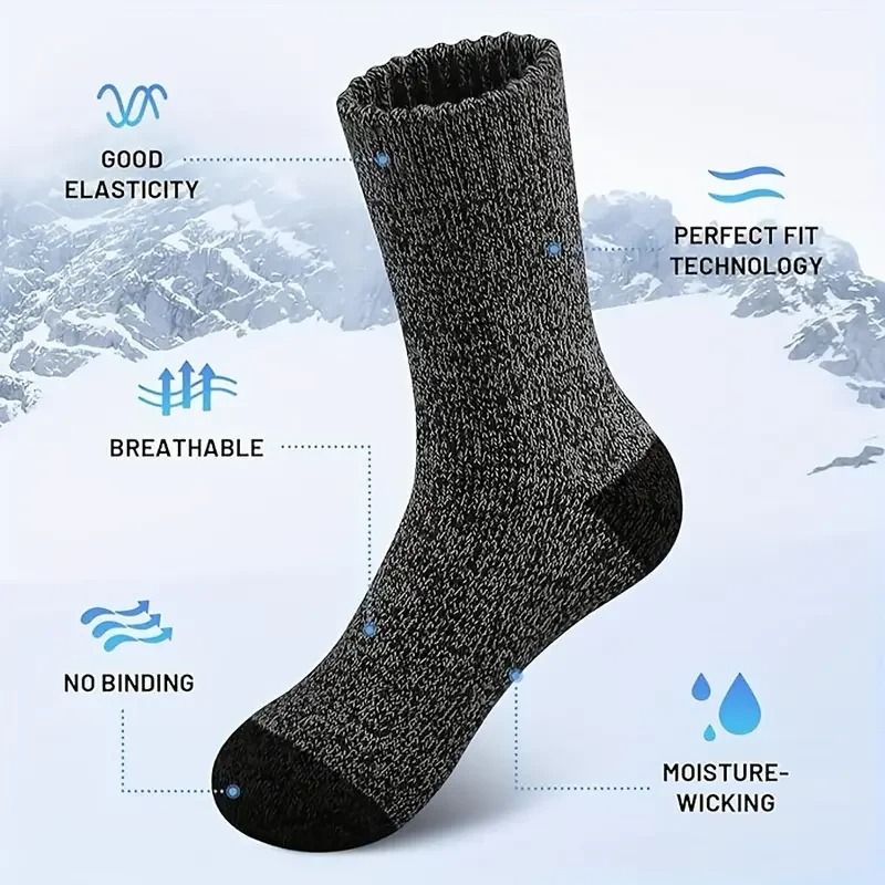 Merino Wool Thermal Hiking Socks For Men 5 Pairs 2