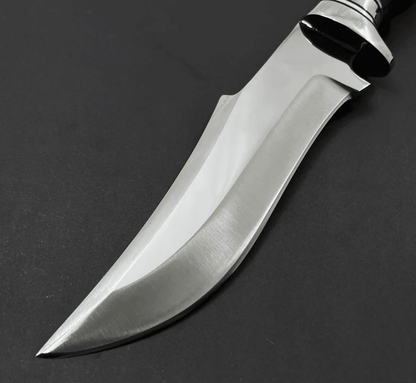 Personalized 10" Wolf Head Hunting Knife | Stainless Steel Blade + Wolf-Head Handle & Leather Sheath | Custom Outdoor Gi