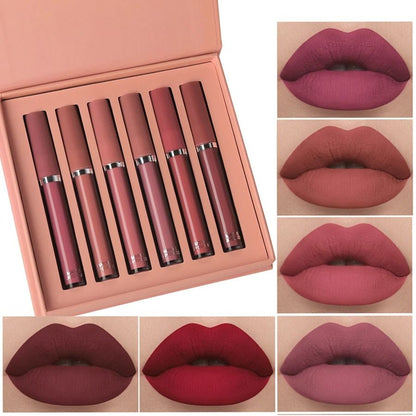 Matte Lip Gloss Set 6 Color Waterproof Long Lasting Gift Box