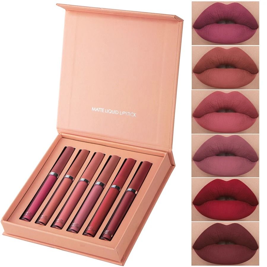 Matte Lip Gloss Set 6 Color Waterproof Long Lasting Gift Box 2