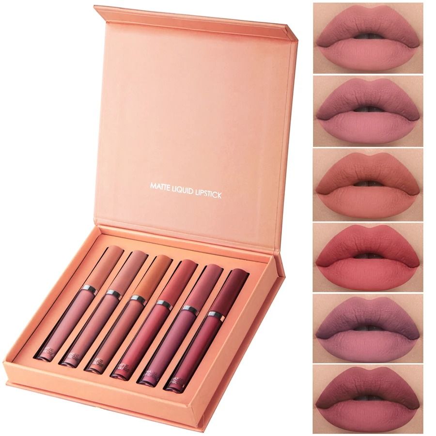 Matte Lip Gloss Set 6 Color Waterproof Long Lasting Gift Box 3