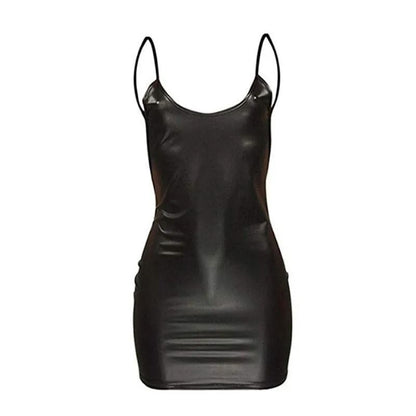 Faux Leather Backless Bodycon Mini Dress 4