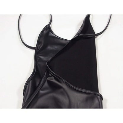 Faux Leather Backless Bodycon Mini Dress 5