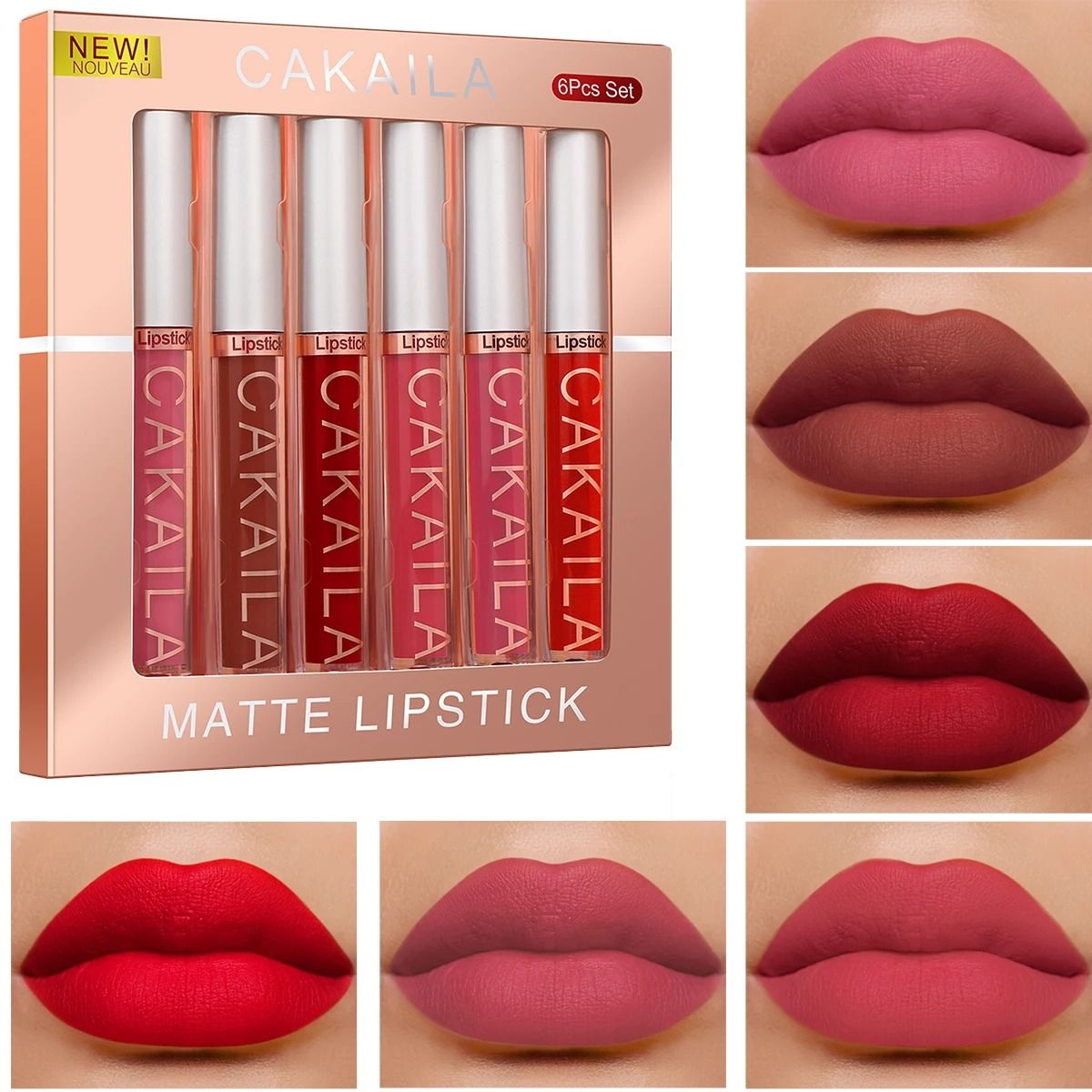 6 Color Matte Liquid Lip Gloss Set Long Lasting Waterproof