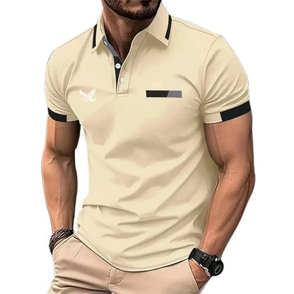 Mens Golf Polo Short Sleeve Color Block Casual Shirt 1