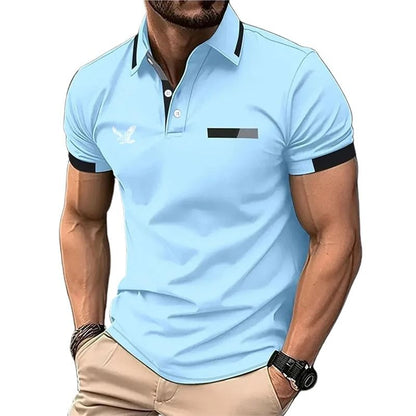 Mens Golf Polo Short Sleeve Color Block Casual Shirt 2