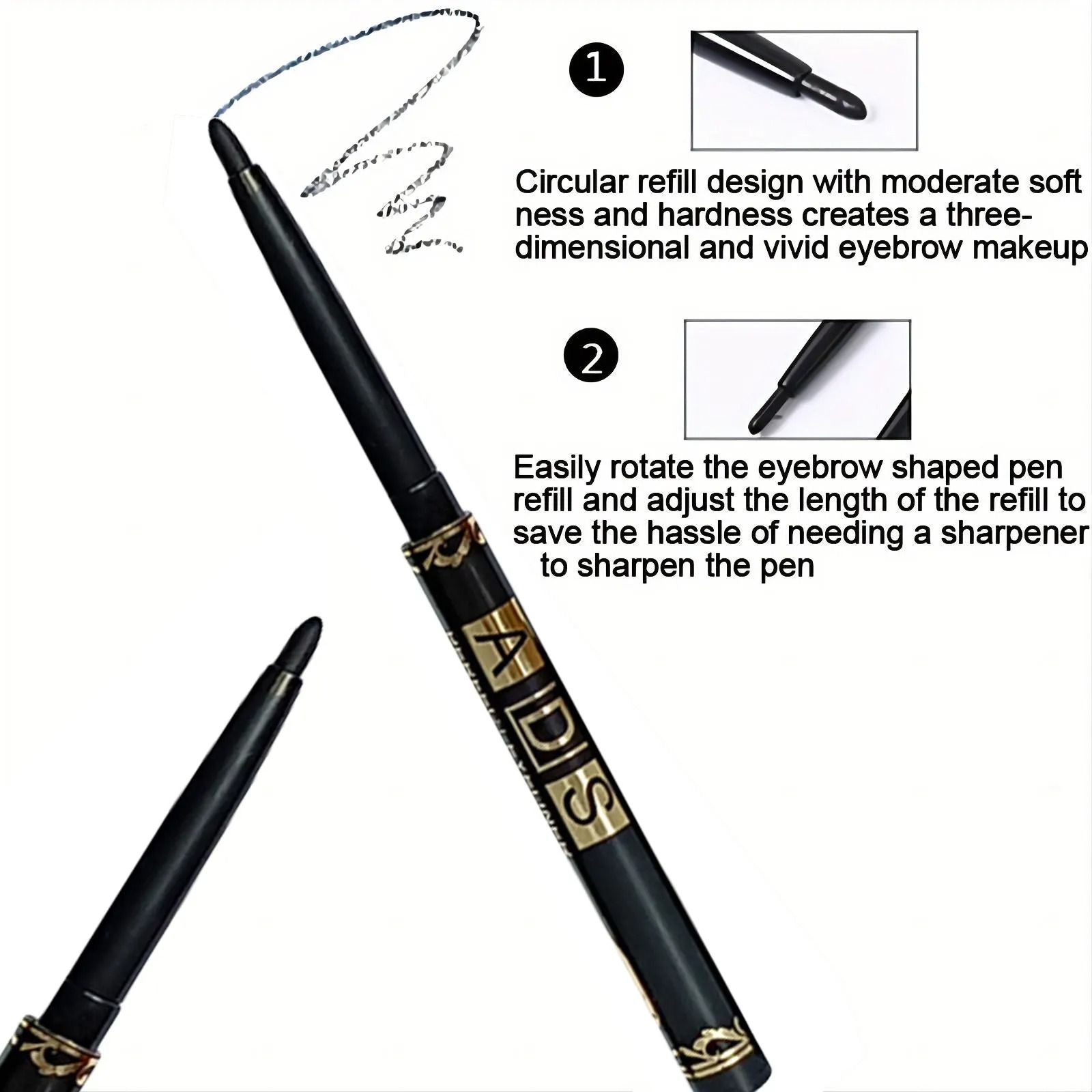 Waterproof Long Lasting Black Eyeliner Pencil 2
