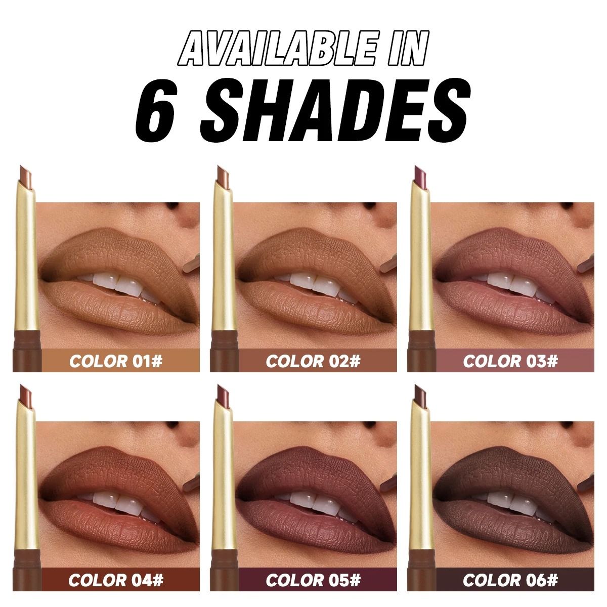 Matte 6 Color Lip Liner Pencil Set Long Lasting Nude And Brown Shades 1