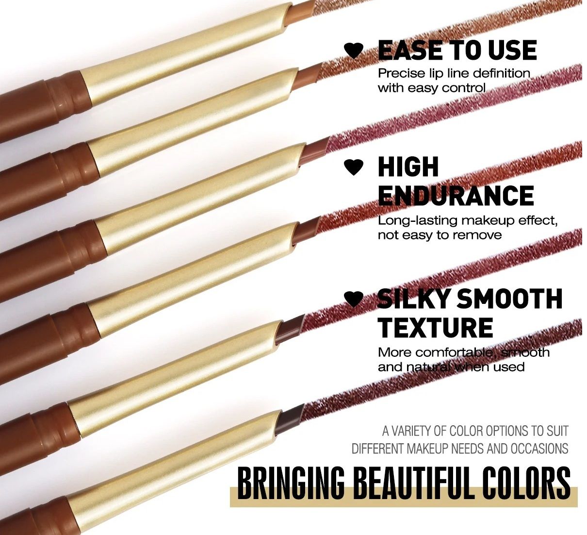 Matte 6 Color Lip Liner Pencil Set Long Lasting Nude And Brown Shades 3
