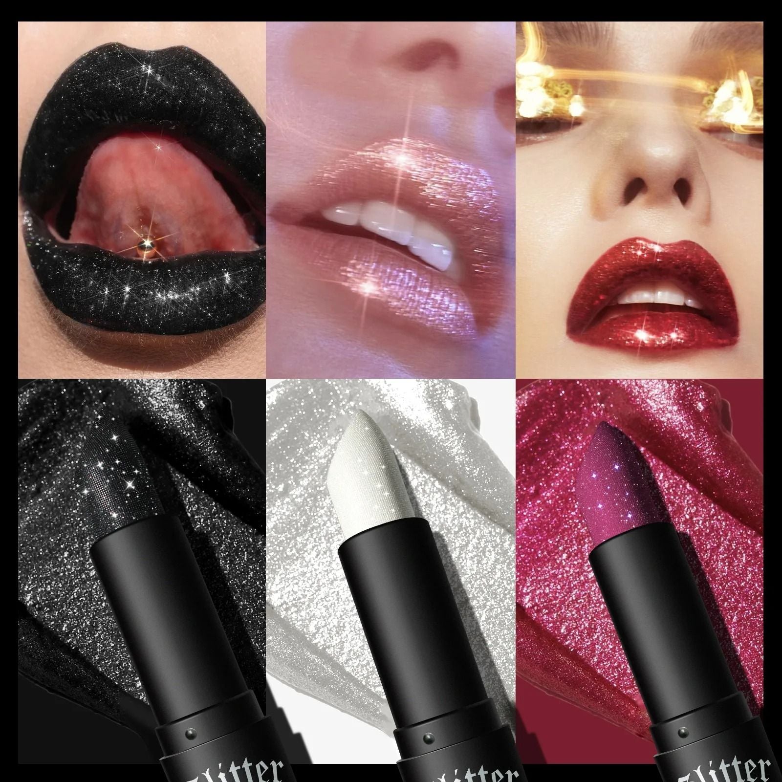 7 Color Glitter Metallic Lipstick Waterproof Long Lasting 2