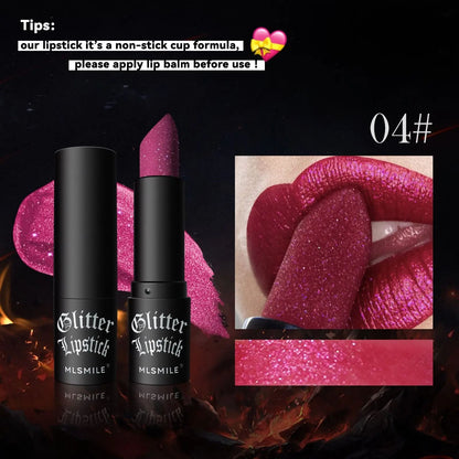 7 Color Glitter Metallic Lipstick Waterproof Long Lasting 9