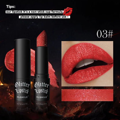 7 Color Glitter Metallic Lipstick Waterproof Long Lasting 10