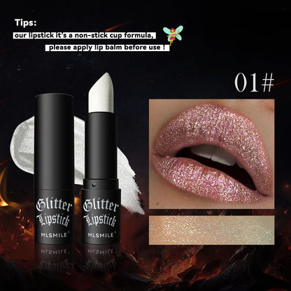 7 Color Glitter Metallic Lipstick Waterproof Long Lasting 5