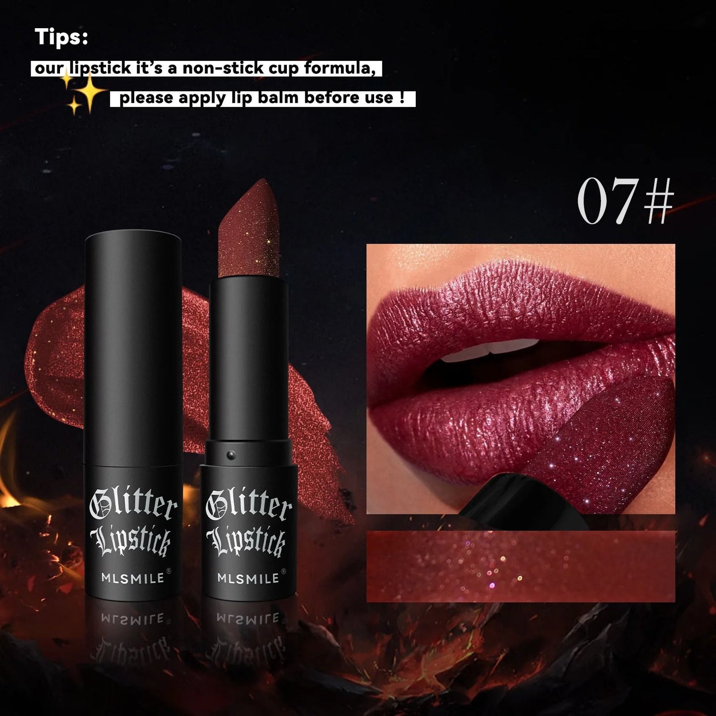 7 Color Glitter Metallic Lipstick Waterproof Long Lasting 7