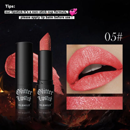 7 Color Glitter Metallic Lipstick Waterproof Long Lasting 8