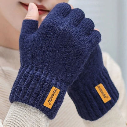 Winter Knitted Fingerless Gloves Warm Plush Gloves For Men And Women 2