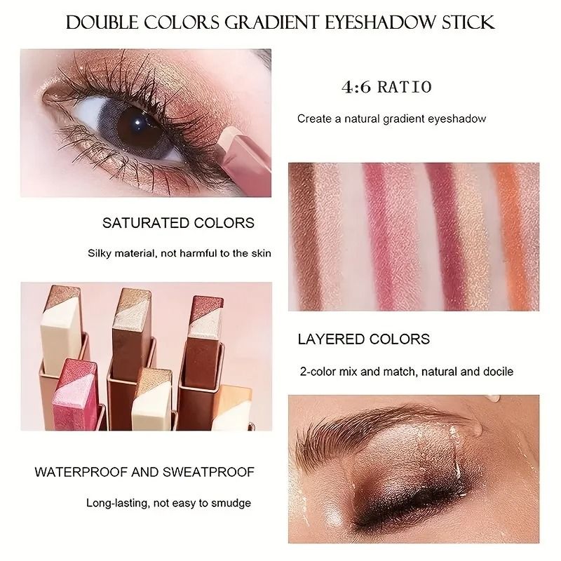 Two Color Gradient Eyeshadow Stick Long Lasting Natural Finish 1