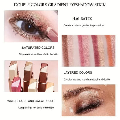 Two Color Gradient Eyeshadow Stick Long Lasting Natural Finish 1