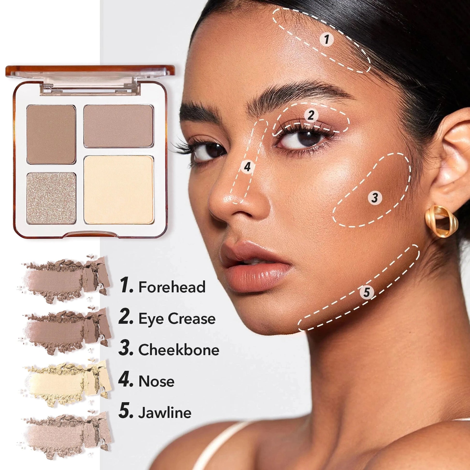 Four Color Highlighter And Contour Palette Matte And Shimmer 1