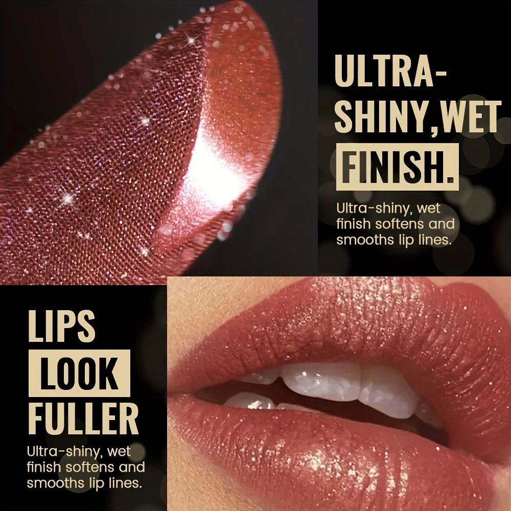 Pressable Pearlescent Glitter Lipstick Soft Creamy Shine 5