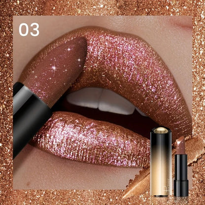 Pressable Pearlescent Glitter Lipstick Soft Creamy Shine 8
