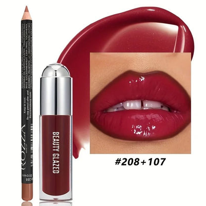 Lip Gloss And Lip Liner Set Waterproof Long Lasting Nude Combo 7