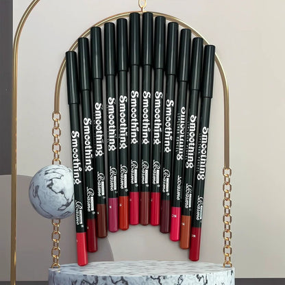12 Color Lip Liner Pen Set Waterproof Long Lasting Smooth Application 1