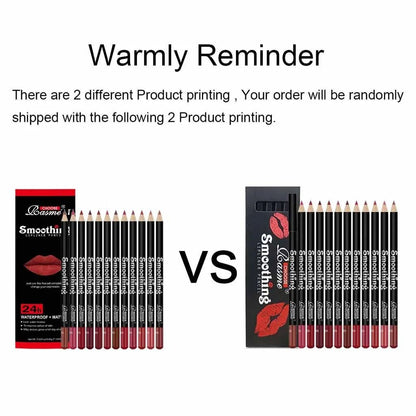 12 Color Lip Liner Pen Set Waterproof Long Lasting Smooth Application 5