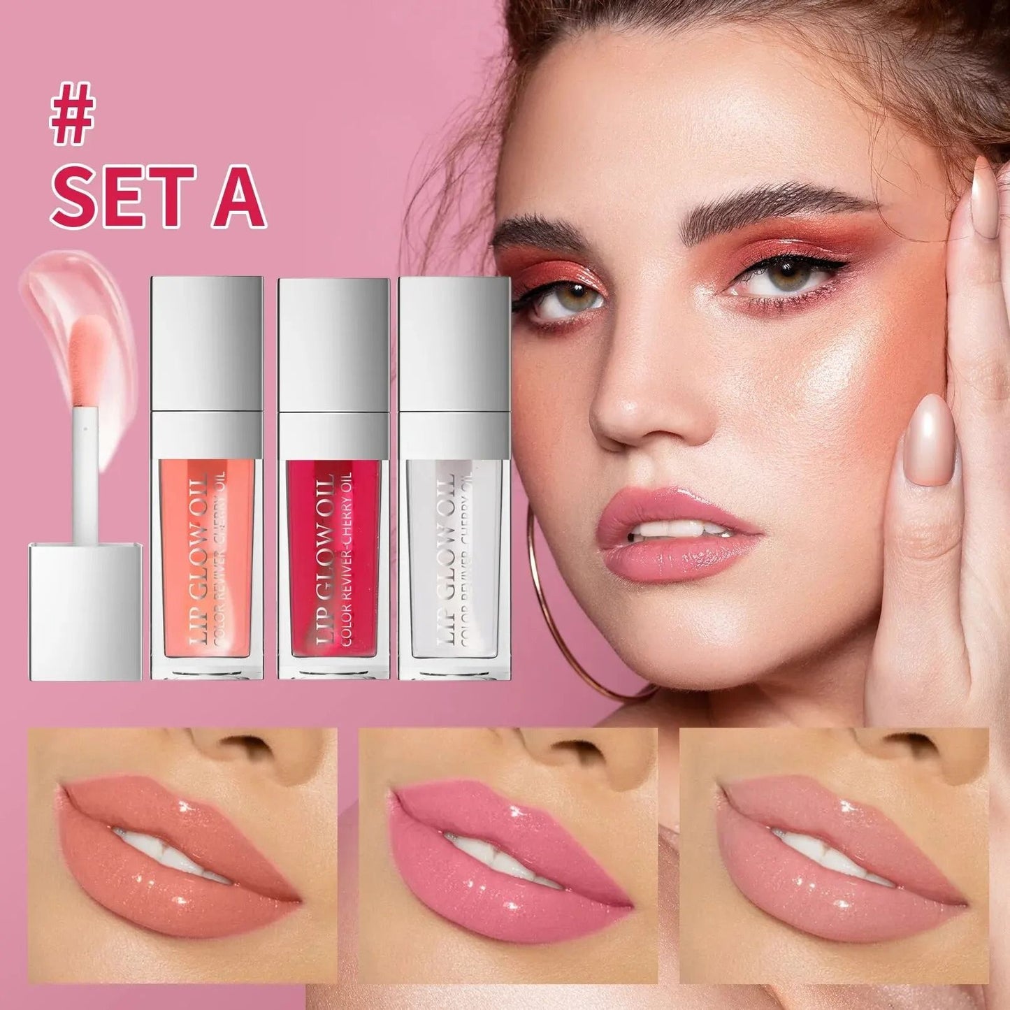 Crystal Jelly Lip Oil Set Moisturizing Plumping Gloss 3