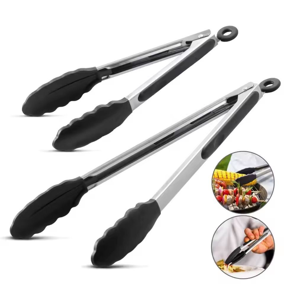 LMETJMA Premium Silicone Cooking Tongs – 9" & 12" Non-Stick, BPA-Free Heat-Resistant BBQ Tongs