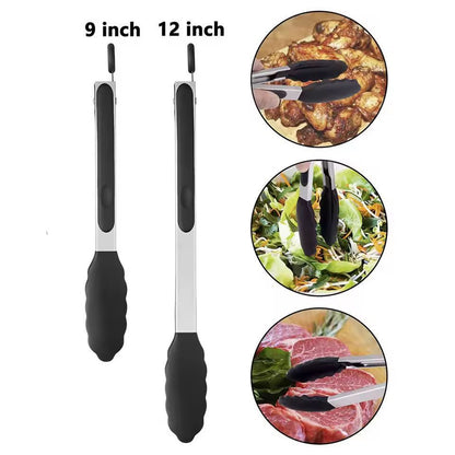 LMETJMA Premium Silicone Cooking Tongs  9  12 NonStick BPAFree HeatResistant BBQ Tongs 1