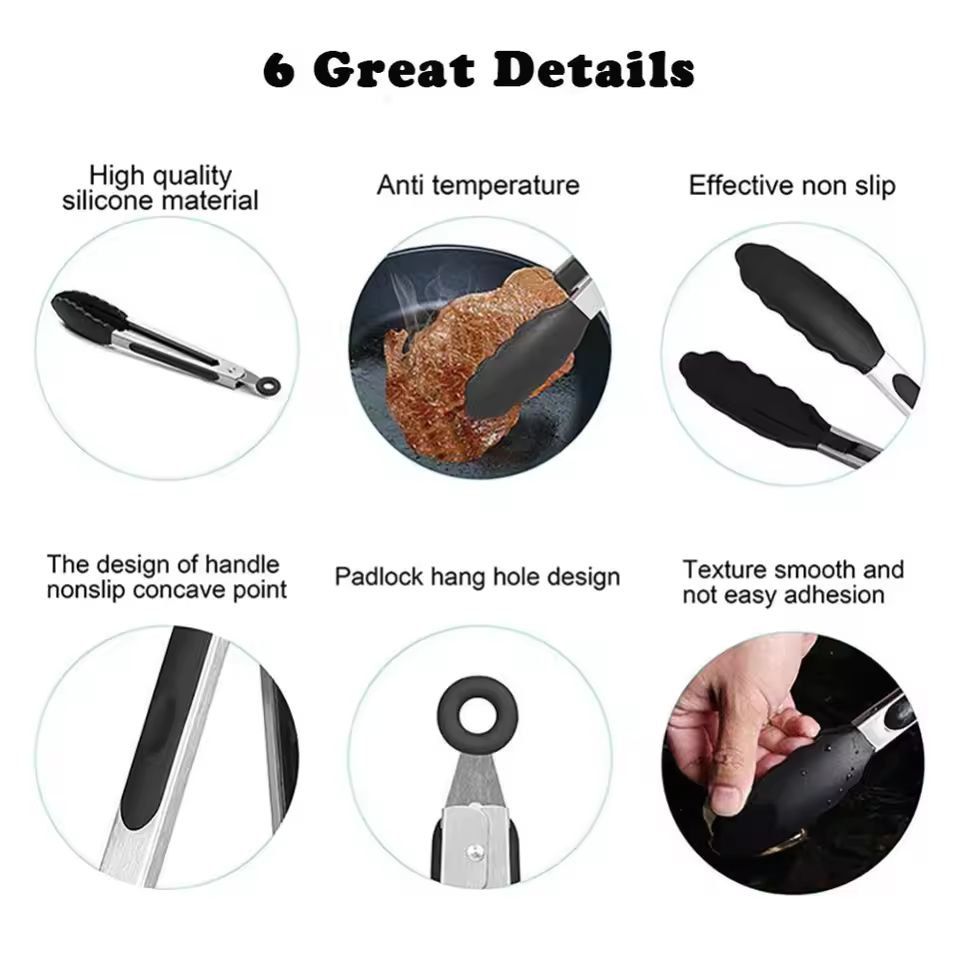 LMETJMA Premium Silicone Cooking Tongs  9  12 NonStick BPAFree HeatResistant BBQ Tongs 3