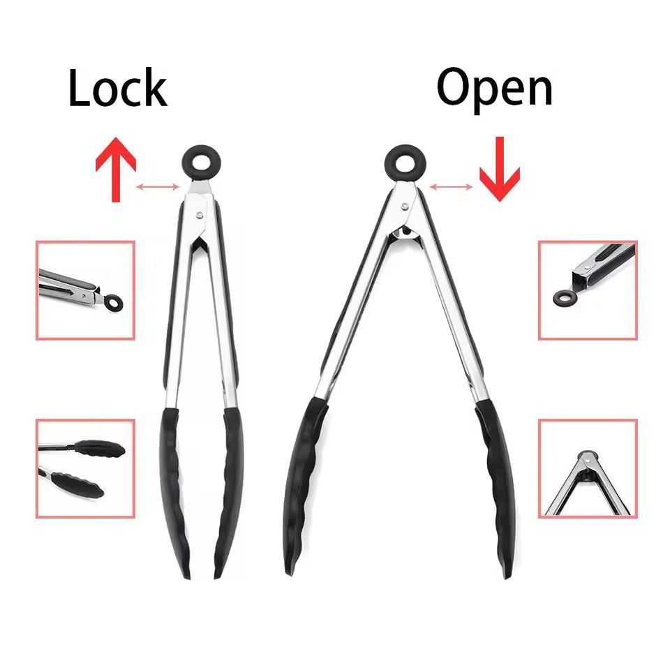 LMETJMA Premium Silicone Cooking Tongs  9  12 NonStick BPAFree HeatResistant BBQ Tongs 5