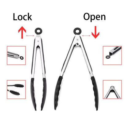 LMETJMA Premium Silicone Cooking Tongs  9  12 NonStick BPAFree HeatResistant BBQ Tongs 5