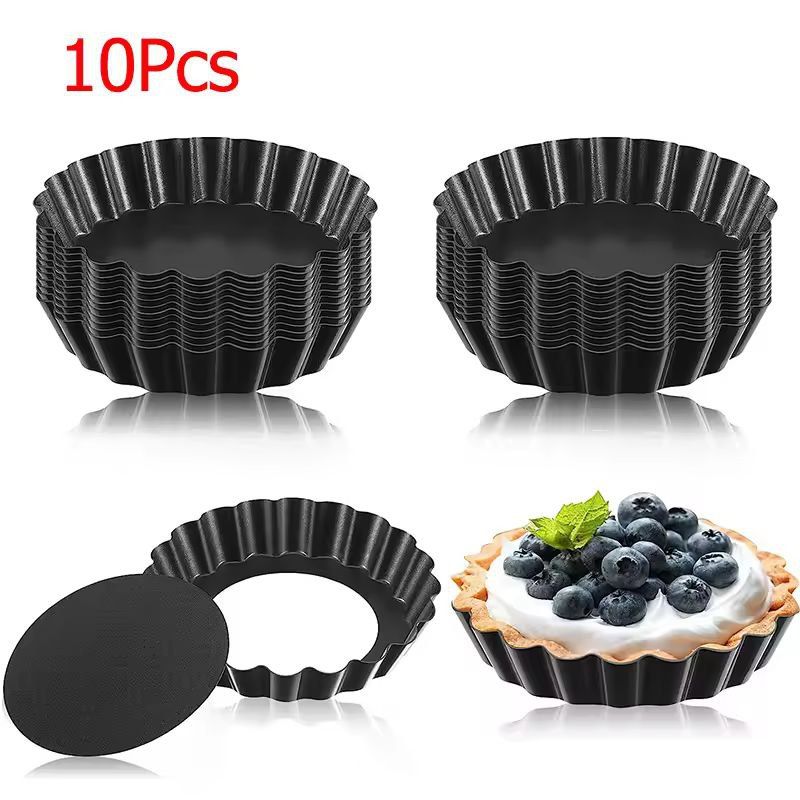 LMETJMA 8 Cm Nonstick Mini Tart Pans  RemovableBottom Egg Tart  Cupcake Molds 9