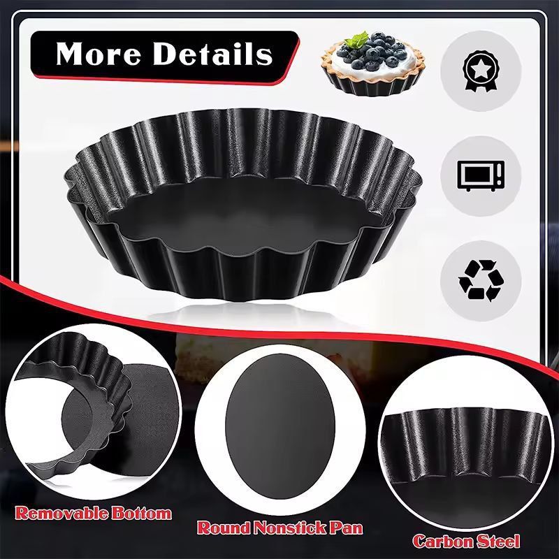 LMETJMA 8 Cm Nonstick Mini Tart Pans  RemovableBottom Egg Tart  Cupcake Molds 1