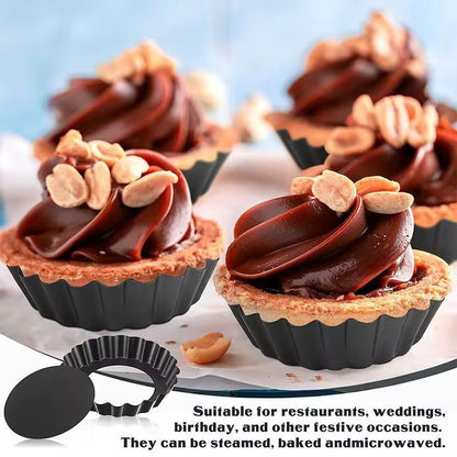 LMETJMA 8 Cm Nonstick Mini Tart Pans  RemovableBottom Egg Tart  Cupcake Molds 5