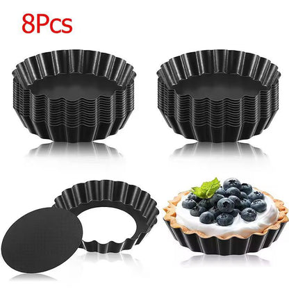 LMETJMA 8 Cm Nonstick Mini Tart Pans  RemovableBottom Egg Tart  Cupcake Molds 8