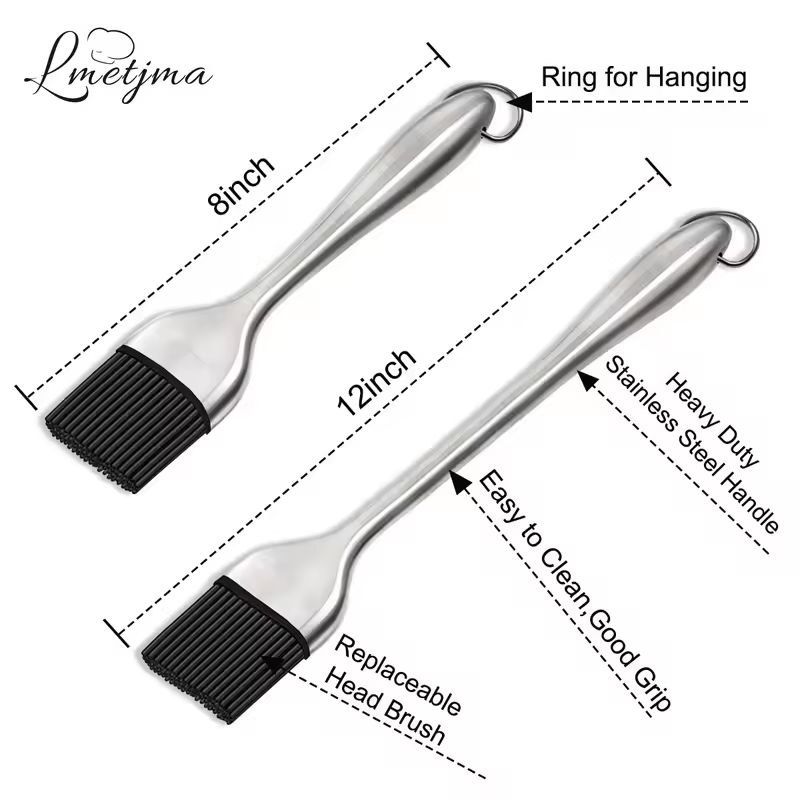 Premium Silicone BBQ Basting Brush  HeatResistant Oil  Sauce Grilling Brush With Stainless Steel Ha 1