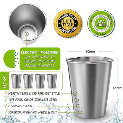 Premium Stainless Steel Pint Cup Set  Durable Reusable Metal Tumblers For Everyday Use 1