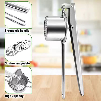 LMETJMA Premium Stainless Steel Potato Ricer  Masher Manual 3Disc Press For Fluffy Mash And Smooth  1