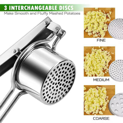 LMETJMA Premium Stainless Steel Potato Ricer  Masher Manual 3Disc Press For Fluffy Mash And Smooth  2