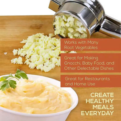 LMETJMA Premium Stainless Steel Potato Ricer  Masher Manual 3Disc Press For Fluffy Mash And Smooth  4