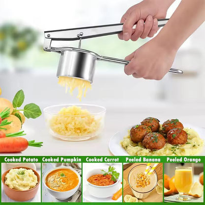 LMETJMA Premium Stainless Steel Potato Ricer  Masher Manual 3Disc Press For Fluffy Mash And Smooth  5