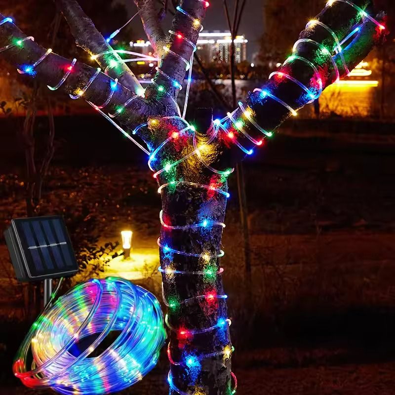 100LED Solar Tube String Light Warm White Outdoor Garden Light 2