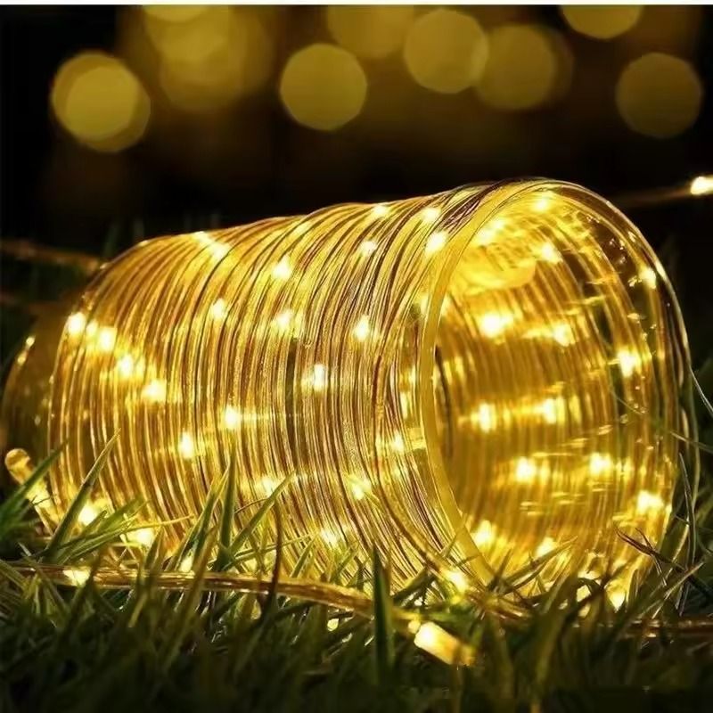 100LED Solar Tube String Light Warm White Outdoor Garden Light 3