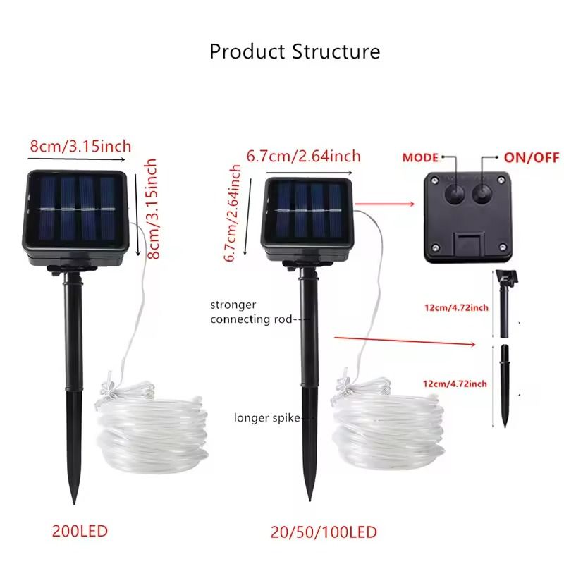 100LED Solar Tube String Light Warm White Outdoor Garden Light 1